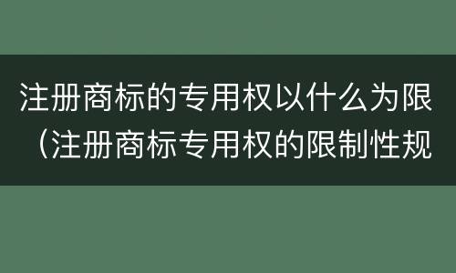 注册商标的专用权以什么为限（注册商标专用权的限制性规定）
