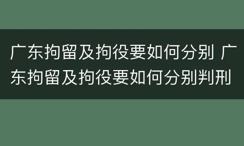 广东拘留及拘役要如何分别 广东拘留及拘役要如何分别判刑
