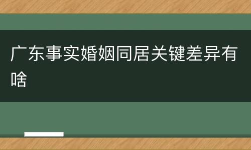 广东事实婚姻同居关键差异有啥
