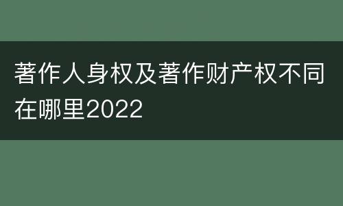著作人身权及著作财产权不同在哪里2022