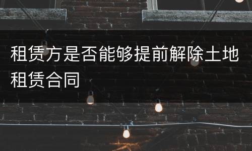 租赁方是否能够提前解除土地租赁合同
