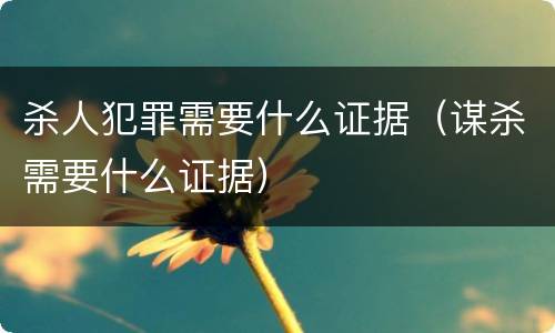 杀人犯罪需要什么证据（谋杀需要什么证据）