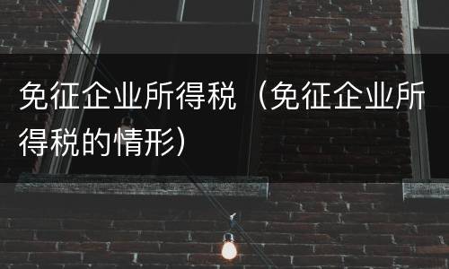 免征企业所得税（免征企业所得税的情形）