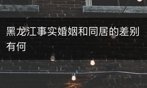 黑龙江事实婚姻和同居的差别有何