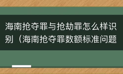 海南抢夺罪与抢劫罪怎么样识别（海南抢夺罪数额标准问题的规定）