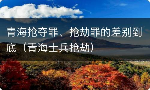 青海抢夺罪、抢劫罪的差别到底（青海士兵抢劫）