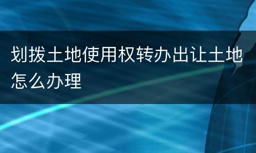 划拨土地使用权转办出让土地怎么办理