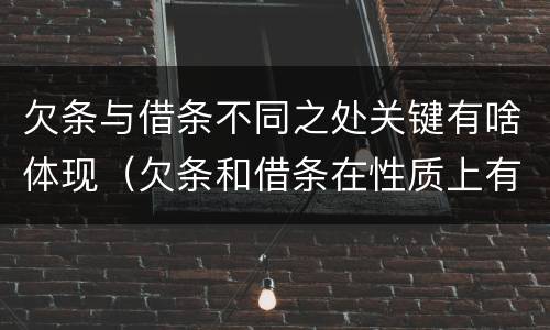欠条与借条不同之处关键有啥体现（欠条和借条在性质上有什么不同）
