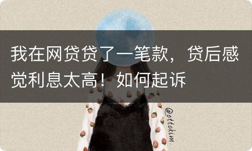 我在网贷贷了一笔款，贷后感觉利息太高！如何起诉