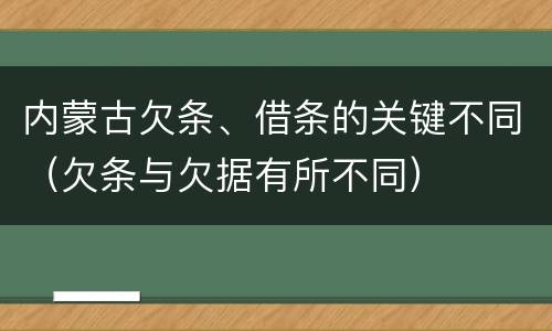 内蒙古欠条、借条的关键不同（欠条与欠据有所不同）