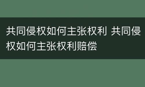 共同侵权如何主张权利 共同侵权如何主张权利赔偿