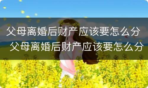 父母离婚后财产应该要怎么分 父母离婚后财产应该要怎么分割