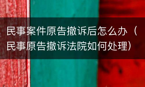 民事案件原告撤诉后怎么办（民事原告撤诉法院如何处理）