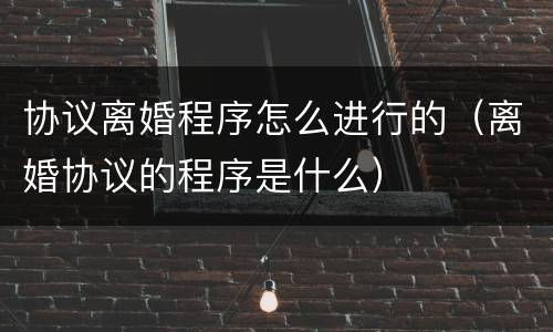 协议离婚程序怎么进行的（离婚协议的程序是什么）
