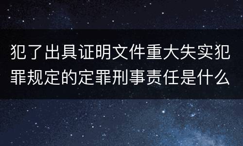 犯了出具证明文件重大失实犯罪规定的定罪刑事责任是什么样的