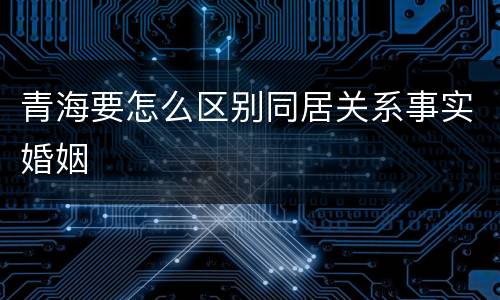 青海要怎么区别同居关系事实婚姻