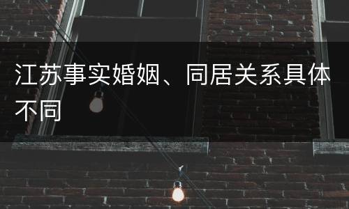 江苏事实婚姻、同居关系具体不同