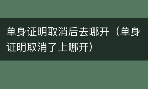 单身证明取消后去哪开（单身证明取消了上哪开）