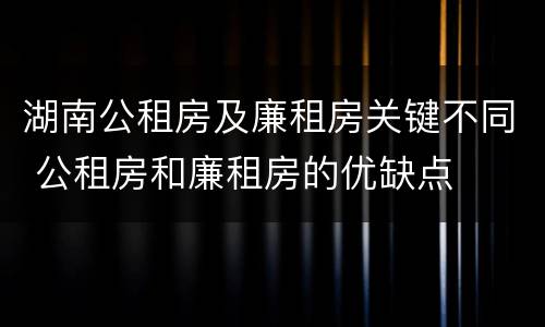 湖南公租房及廉租房关键不同 公租房和廉租房的优缺点