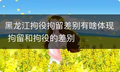 黑龙江拘役拘留差别有啥体现 拘留和拘役的差别