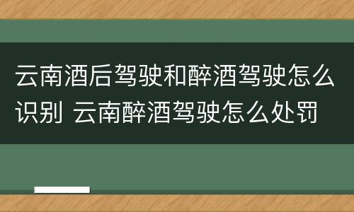 云南酒后驾驶和醉酒驾驶怎么识别 云南醉酒驾驶怎么处罚