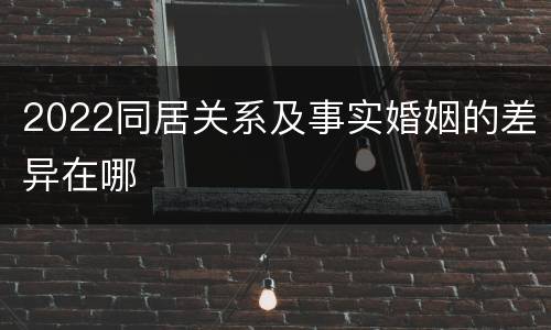2022同居关系及事实婚姻的差异在哪