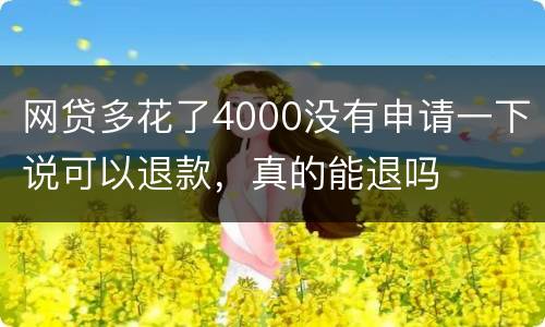 网贷多花了4000没有申请一下说可以退款，真的能退吗