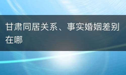 甘肃同居关系、事实婚姻差别在哪