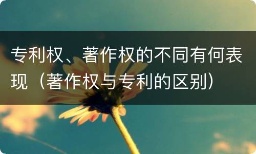 专利权、著作权的不同有何表现（著作权与专利的区别）