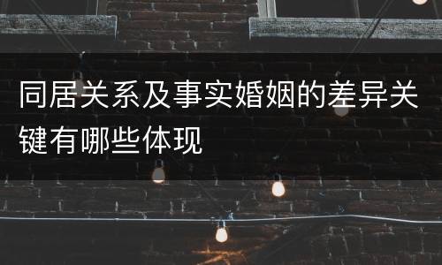 同居关系及事实婚姻的差异关键有哪些体现