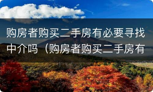 购房者购买二手房有必要寻找中介吗（购房者购买二手房有必要寻找中介吗知乎）