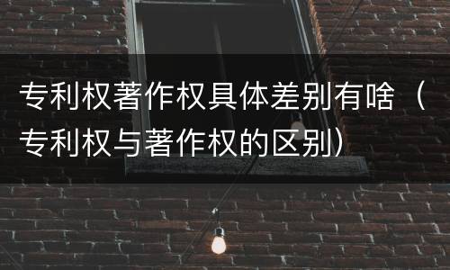 专利权著作权具体差别有啥（专利权与著作权的区别）