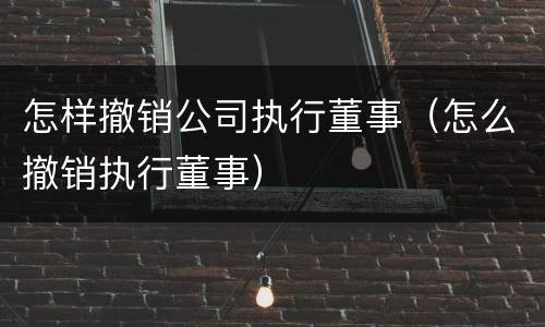 怎样撤销公司执行董事（怎么撤销执行董事）