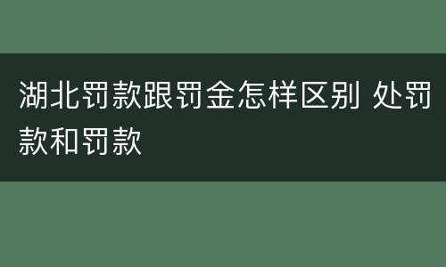 湖北罚款跟罚金怎样区别 处罚款和罚款