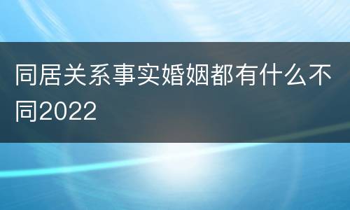 同居关系事实婚姻都有什么不同2022