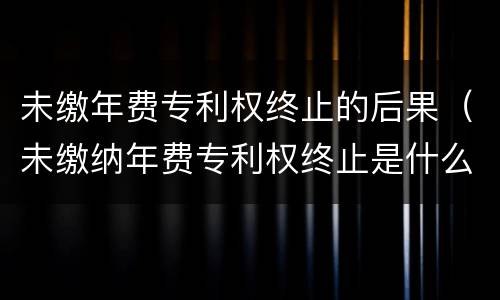 未缴年费专利权终止的后果（未缴纳年费专利权终止是什么意思）