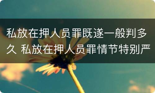 私放在押人员罪既遂一般判多久 私放在押人员罪情节特别严重