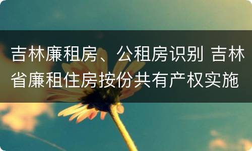 吉林廉租房、公租房识别 吉林省廉租住房按份共有产权实施管理办法