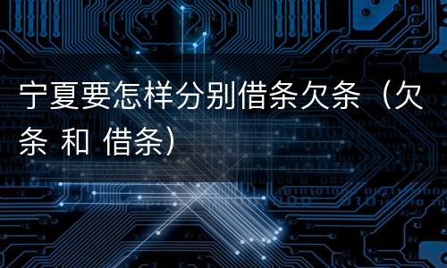 宁夏要怎样分别借条欠条（欠条 和 借条）