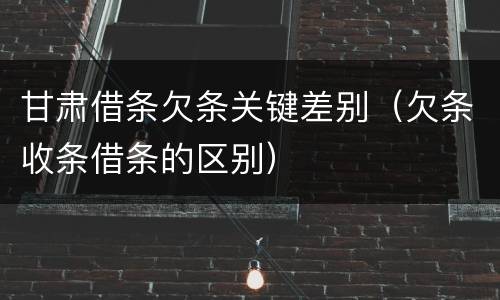 甘肃借条欠条关键差别（欠条收条借条的区别）