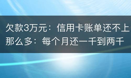 欠款3万元：信用卡账单还不上那么多：每个月还一千到两千元：请问还要做坐牢吗