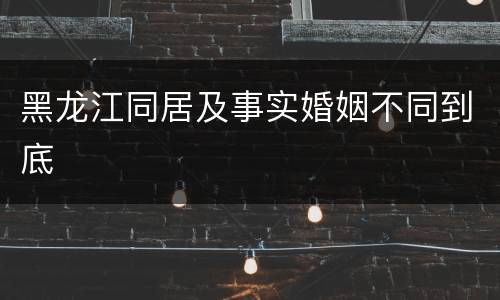 黑龙江同居及事实婚姻不同到底