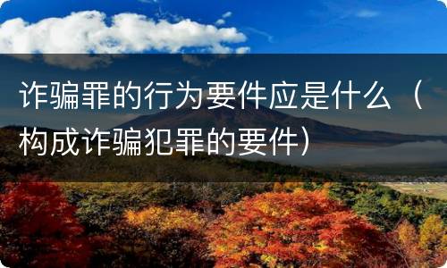 诈骗罪的行为要件应是什么（构成诈骗犯罪的要件）
