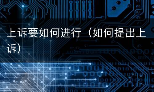 上诉要如何进行（如何提出上诉）