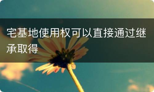 宅基地使用权可以直接通过继承取得