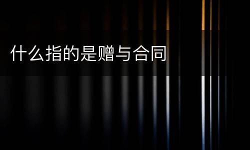 什么指的是赠与合同
