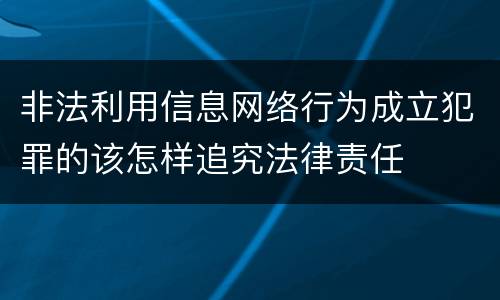 非法利用信息网络行为成立犯罪的该怎样追究法律责任