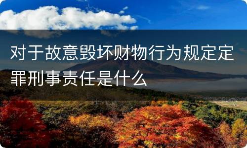 对于故意毁坏财物行为规定定罪刑事责任是什么
