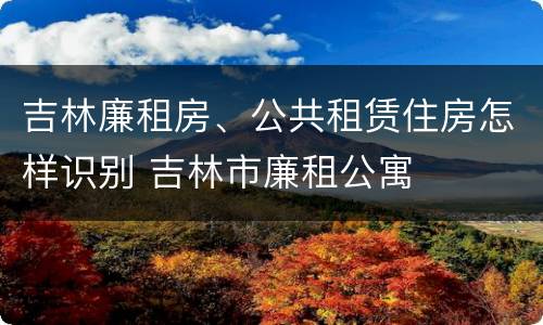 吉林廉租房、公共租赁住房怎样识别 吉林市廉租公寓
