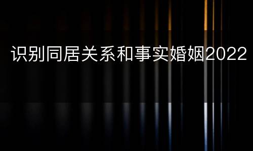 识别同居关系和事实婚姻2022